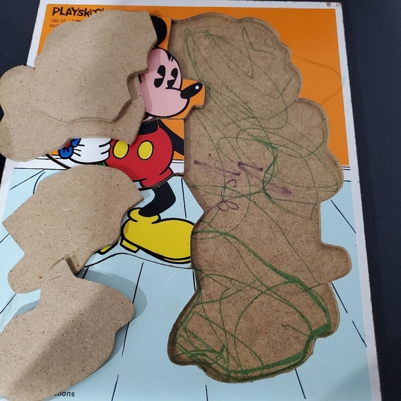 Vintage Walt Disney Playskool Mickey Minnie Wood Child’s Puzzle MADE USA - Picture 6 of 9